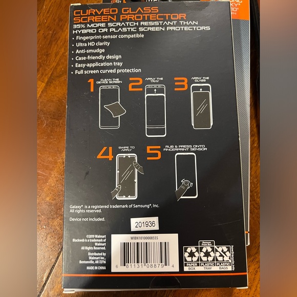 Blackweb Samsung Galaxy Note10 curved glass screen protector (2) NEW - Picture 3 of 5